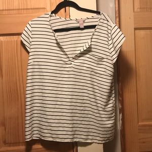 White and navy striped top - Banana Republic